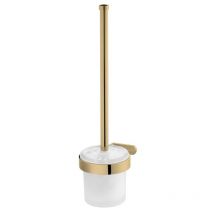 Bisk - Toilet Brush + Cup Glass Gold Finished Zamak Wall Mounted