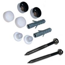 Pepte - Toilet Pan Screws Stainless Steel - White and Chrome Plated Caps