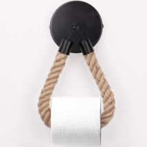Toilet Paper Holder, Hemp Rope Towel Holder for Bathroom and Kitchen, Bathroom Paper Holder, Toilet Paper Holder (Black)