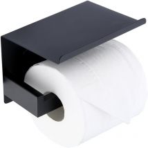 Perle Rare - Ahlsen Toilet paper holder with shelf – stainless steel – no drilling – self-adhesive or wall-mounted – matt black