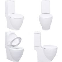 Toilette en céramique Ronde Écoulement d'eau au fond Blanc - toilette - toilettes - Home & Living