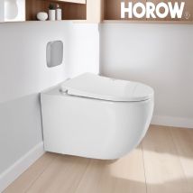 Horow - Toilette Hänge wc für Gäste-WC Spülrandlos inkl. wc Sitz mit Absenkautomatik softclose + abnehmbar Toilettensitz