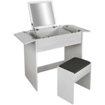 Toeletta in legno con sgabello e specchio 75X45X75 cm colore bianco