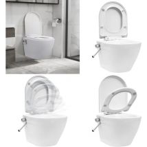 Toilette murale sans bord à fonction de bidet Céramique Blanc - wc suspendu - wc suspendus - Home & Living - Blanc