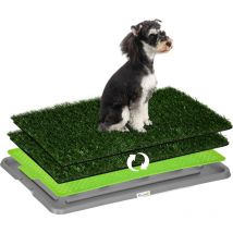 Pawhut - Toilette pour chien litière avec 2 tapis en gazon artificiel avec bac pour l'apprentissage de la propreté à l'intérieur et à l'extérieur,