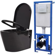 Toilette suspendue murale réservoir caché céramique cuvette wc noir