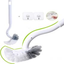 Longziming - Toilettenbürste, Toilettenbürste mit Kantenreiniger, verbesserte Toilettenbürste, gebogene Toilettenbürste, langer Griff (2 Stück (mit