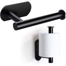 Toilettenpapierhalter, Premium Toilettenpapierhalter Ohne Bohren, Edelstahl Wandmontierter Toilettenpapierrollenhalter Für Küche Und Bad, Schwarz
