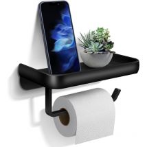 Petites Ecrevisses - Toilettenpapierhalter Wandmontage Aluminium Papierrollenhalter mit Ablage Klopapierhalter für Küchen Toiletten Badezimmer Schwarz
