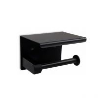 Alovez - Toilettenpapierhalter, Wandmontage, mit Handy-Aufbewahrungshalter (Schwarz)