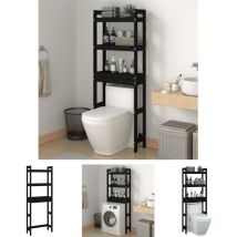 Zyifan - The Living Store Toilettenregal Schwarz 63x26x171 cm Massivholz Kiefer - Handtuchhalter - Schwarz