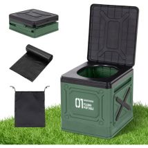 Leogreen - Toilettes de Camping Pliables avec Sac de Rangement et 12 Sacs Poubelles, Toilette Portable Voiture, wc Portable Toilette Seche