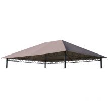 Quick-star - Toit de remplacement pour gazebo de jardin 3x4m brun-gris