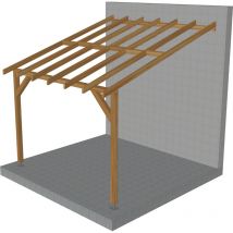Jardinatoire - Toit de terrasse 3x3 - Pente 30% - Bois massif traité CL3 Marron - Durable + Vis & pieds de poteaux réglables