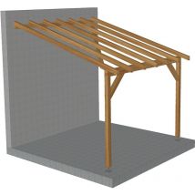 Jardinatoire - Toit de terrasse 3x3 - Tuilable pente 30% - Bois massif traité CL3 Marron - Robuste + Vis & pieds de poteaux réglables