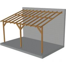 Jardinatoire - Toit de terrasse 5x3 - Pente 30% - Bois massif traité CL3 Marron - Durable + Vis & pieds de poteaux réglables