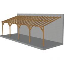 Jardinatoire - Toit de terrasse 9x3 - Pente 30% - Bois massif traité CL3 Marron - Durable + Vis & pieds de poteaux réglables