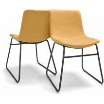 Frankystar - tokio - Juego de 2 sillas de lino y metal de dise omoderno. Juego de 2 sillas para comedor, oficina, estudio. Color amarillo mostaza
