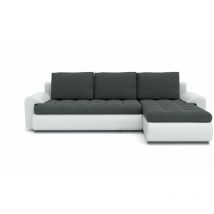 Romano - Tokyo Right Hand Facing Velvet Fabric Corner Sofa Bed - Dark Grey & White