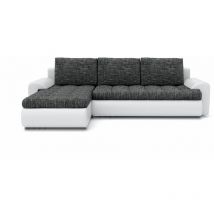 Romano - Tokyo Left Hand Facing Pleated Fabric Corner Sofa Bed - Grey & White