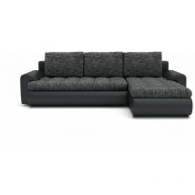 Romano - Tokyo Right Hand Facing Pleated Fabric Corner Sofa Bed - Dark Grey & Black