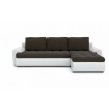 Romano - Tokyo Right Hand Facing Velvet Fabric Corner Sofa Bed - Brown & White