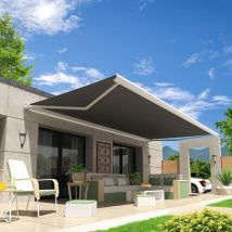 Intersun - Toldo cofre altea 4,05x3,50 m (Motorizada con mando a distancia + Maniobra manual de emergencia (manivela) + led - Blanco satinado RAL9010