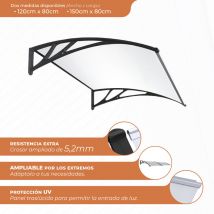 Smartsun - Marquesina Puerta Exterior 150x80cm – Policarbonato 5,2mm – Soportes pvc Antracita – Tejadillo Protección