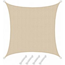 Amanka - Toldo uv - 2x2 m hdpe Vela de Protección Solar Cuadrada Jardín Beige