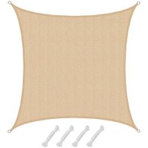 Amanka - Toldo uv 4x4m hdpe Vela de Protección Solar Cuadrada Techo Balcón Jardín Beige
