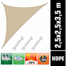 Amanka - Toldo uv hdpe 2.5x2.5x3.5 Vela de Protección Solar Triangular Jardín beige
