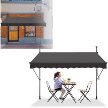 Toldos de exterior 350x120cm Toldo con manivela, resistente a los rayos UV sin perforaciones Protección para Balcón, Antracita HENGMEI