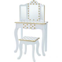 Teamson Kids - Toletta In Legno Oro Con Sgabello E Specchio Per Bambini Td-11670m