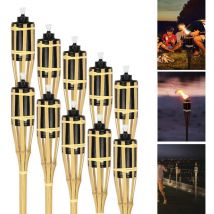10x Fackel Gartenfackel Set Lampen Bambus-Garten-Fackel 90cm Fackeln Deko Fackel - Tolletour