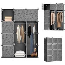 12/16/20 Fächer diy Kleiderschrank Regalsystem Standregal mit Tür aus Kunststoff Aufbewahrung Schrank Garderobenschrank - 12 Fächer - Tolletour
