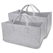 2 Stück Kaminholztasche Filzkorb aus Filz Holzkorb Kaminholzkorb Holztasche Filztasche für Holz Kaminholz Zeitungen 50 x 25 x 25cm grau - Tolletour