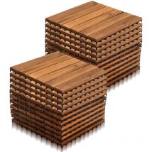 Tolletour - 22x Dalles de terrasse en bois d'acacia Mosaïque 30x30cm Dalle clipsable 2m² balcon jardin