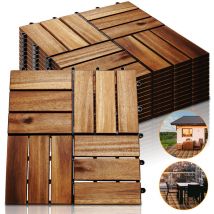 Wolketon - TolleTour 33x Dalles de terrasse en bois d'acacia pour 3m² - 30x30cm - Fixation par Clips - Terrasse - Balcon - Jardin - Piscine