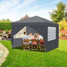 3x3m Tonnelle Tente de jardin pliante, pour camping jardin mariage Protection uv 50+ bleu Sans Parois - Tolletour