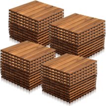Tolletour - 44x Dalles de terrasse en bois d'acacia Mosaïque 30x30cm Dalle clipsable 4m² balcon jardin