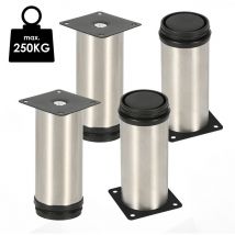 4X Möbelfüße Couch Stützfuß Schrankfuß Verstellbar Schrank Sofafuß Bettfüße-Edelstahl-50mm - Tolletour