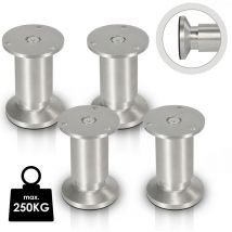 4X Möbelfüße Couch Stützfuß Schrankfuß Verstellbar Schrank Sofafuß Bettfüße-Aluminium-60mm - Tolletour
