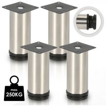 4x Möbelfuß Möbelfüsse Edelstahl Fuss Durchmesser 40 mm Höhe 180mm Schwarz Höhenverstellbar - Tolletour
