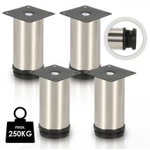 4x Möbelfuß Möbelfüsse Edelstahl Fuss Durchmesser 40 mm Höhe 150mm Schwarz Höhenverstellbar - Tolletour