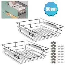 4X Tiroir de Cuisine Télescopique d'Armoire de Cuisine Argent 50CM - Tolletour