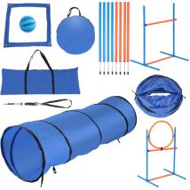 Tolletour - 5 en 1 Set d'agility pour chiens Set d'exercice d'agility avec tunnel boîte de pause anneau de saut barres de slalom