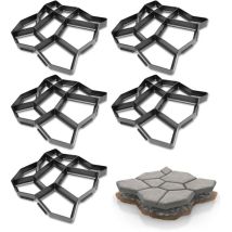 5x Moule en béton moules à paver diy en plastiqu Pochoirs de pavage professionnels pour l'extérieur Plaques de marchepieds - Tolletour