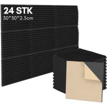 Akustikschaumstoff Akustikpaneele, 24er-Set, 30x30x2.5cm, Dreiecksnut schalldichte Wandpaneele, Akustikplatten, Akustikschaumstoff-Matten für