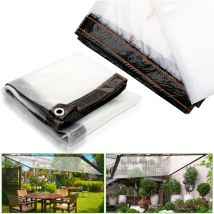 TolleTour Bâche transparente en plastique épais avec Oeillets en métal Pour camping. sol. plantes Bâche imperméable 3 x 2 m