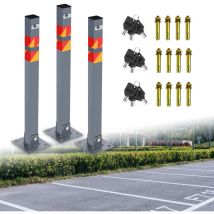 Barrière de parking Poteau Parking Barrière 3 Set Barrière de parking Avec 9 Clés Poteau Parking Barrière Verrouillable Poteau Parking Barrière